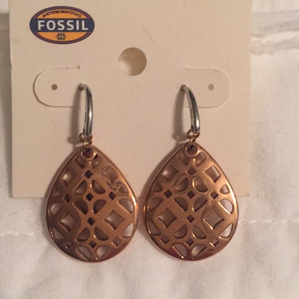 Fossil gold dangle earrings